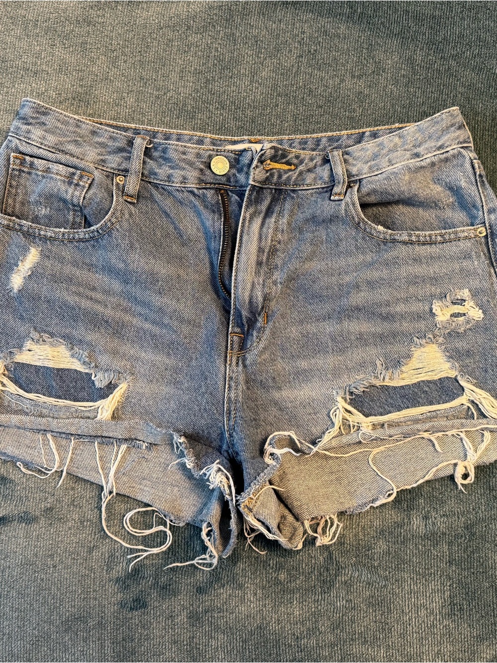 PacSun Light Blue Distressed High-Rise Jean Shorts